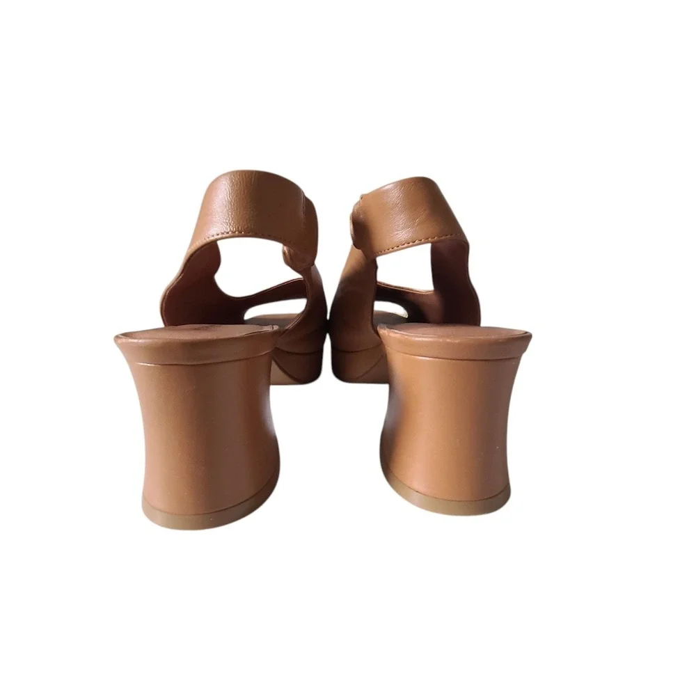 Jeffrey Campbell Extendo Platform Sling-back Block Heel Leather 11 Brown Sandals - Picture 6 of 12